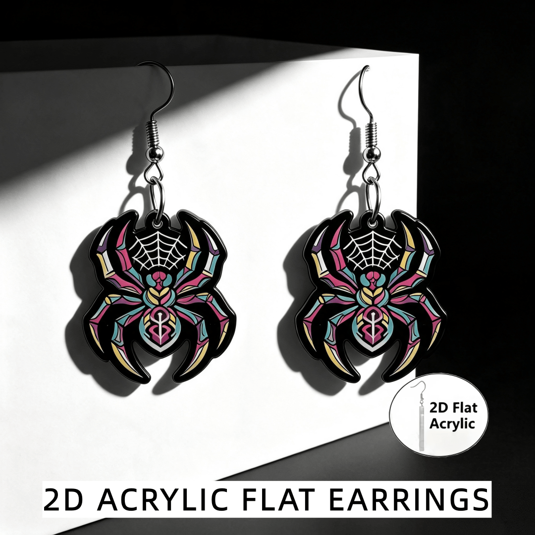 Gothic Spider Web Dangle Earrings with Insect Hooks